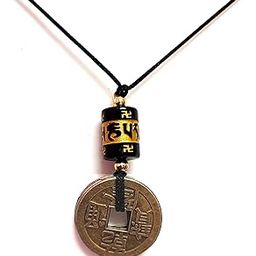 Feng Shui Lucky Coins With Buddhism Auspicious Om Mani Padme Hum Mantra Engraved Lucky Charm Black Pendant For Men And Women-image-85
