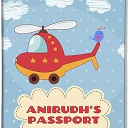 Personalized Passport Cover for Boys Travel Document Holder PU Leather Polyfabric - Cute Helicopter-10
