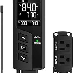 Digital Temperature Comtroller STC-1000 Thermostat 23-158°F LCD Display 2-Stage Outlet Heating and Cooling Mode for Reptile Carboy Homebrew Fermenter,Greenhouse Heater，Heating Lamp , Max 1100W-image-32