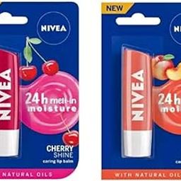Nivea Caring Lip Balm #4 Cherry Shine, Peach (Pack of 2, 9.6 g)-18