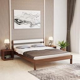 BLUEWUD Roverb Engineered Wood Queen Size Bed Without Storage Box for Bedroom Home Furniture - DIY (Do-It-Yourself) (Walnut & White)-22