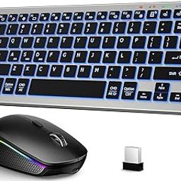 Wireless Keyboard and Mouse Combo, Cordless Computer Keyboard and Mouse Set, LED Backlit, 2.4GHz Lag-Free, Sleep Mode, Scissor Switch Bluetooth Keyboard Mouse for Mac, Windows, Laptop, PC-8