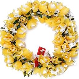 Hawaiian Luau Party Kapiolani Tuberose Artificial Fabric Flower Headband Haku Yellow-image-18