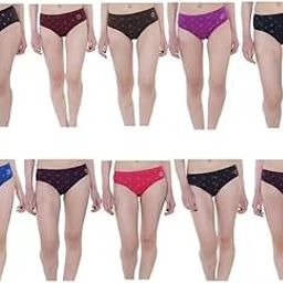 Women Comfortable Pure Cotton Panties (Printed-17-M Pack of 10) Multicolour-image-11
