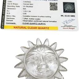 Enchanting Krystals Natural Clear Quartz Sun (Surya), 45-50 Grams, symbolize Light, Healing, Positivity, Happiness and Vitality, Gift & Decor-image-94