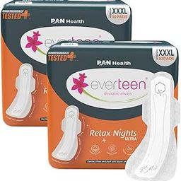 everteen Relax Night 60 XXXL Ultra Thin Sanitary Pads for Women, For Super Heavy Flow with Wider Back, Front to Back Coverage, Upto 12 Hours of Absorption, Maternity Pads, Pack of 2 (410mm)-image-44