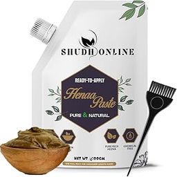 Shudh Online Fresh Henna Paste Ready to Apply, Instant Mehendi for Hair Colour Natural, Herbal Mehndi Organic Henna Powder for Hair Growth, Ready to Use Mehandi, Hena Soaked in Herbs (220g)-52