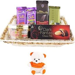 SFU E Com Premium Premium Chocolate With Beautiful Basket | Valentine Love Teddy Bear With Chocolate Combo | Valentine Chocolate Hamper | 524-15
