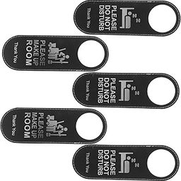 HOLIDYOYO 5pcs Double-sided Leather Door Hanger Signs for Hotels Please Do Not Disturb Please Make up Room Wear-resistant for Guest Rooms and Offices-image-37