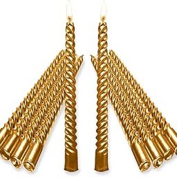 Premium Twisted Long Dinner Candles (Pack Of 10) (10 Inches) (Standard) (Fine Golden), Wax, Unscented-image-61