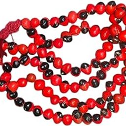 Shreejinvardecor Natural Red Gunja Ratti (Lal Chirmi) Mala Beads | 108 Mala Necklace | Tassel Rosary | Meditation Beads Spiritual JewelryRosary | with Guru Bead | 6MM-image-57