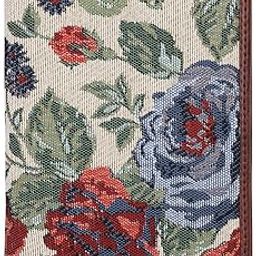 Glamour Fold Series Tapestry Fabric & Faux Leather Unisex Passport Wallet Travel Document Organizer (Red-Floral)-image-7