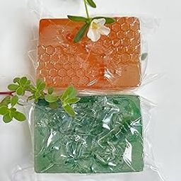 Pavak Herbals Handmade Beauty Soap Set, Orange Honey and Green Tea Variants with Decorative Gift Pouch-image-3