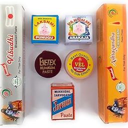 Abiria Holy Pooja Paste Combo Pack of - Chandan Tilak,Vibuthi Paste,Javadhu,Punigu,Aragaja,Kumkum Paste and Sindoor (7 Paste Combo) for Pooja.-image-22