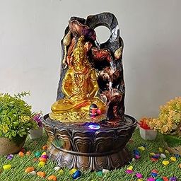Merupam Shiva with Shivlinga Tabletop Water Fountain for Home Decor Multicolor LED Light, Meditation Relaxing Indoor Decoration Water Fountain (M-24)-image-3