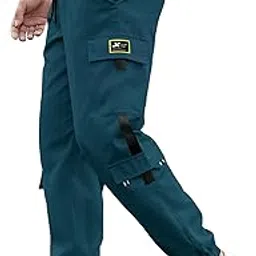 jump cuts Mens Solid Patrol Blue Polyester Slim Fit Cargo Pant-picture-2
