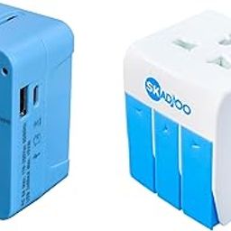 SKADIOO Universal Charger Adapter 240V | 2 Years Warranty, Type C, 3-in-1 | Universal Travel Adapter All in One, Multi Plug Adapter, International Travel Adapter (Blue, White)-14