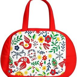 Cotton Lunch Tote Bag for Women & Girls | Printed Design, Zip Closure | Washable, Foldable, Eco-Friendly | Large Capacity 10x15 cm | Reusable Office College Travel Bag-16