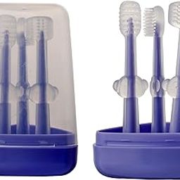 NVS KIDS Manual Baby Oral Cleaning Brush 3Pcs Baby Toothbrush Tongue Brush Bpa Free Soft Silicone Bristle Oral Care Toothbrush For Baby 6 Month To 24 Months-24