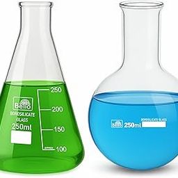 Bello Borosilicate Glass 3.3 Round bottom Boiling Flask 250 ml & Conical Flask 250 ml Pack of 2 for Cosmetics Perfume Making school collage chemistry lab laboratory-image-8