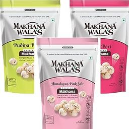 From the House of Makhanawala’s Roasted Makhana (Foxnuts) | Gorgon Nut | Himalayan Pink Salt, Peri-Peri, and Pudhina Punch Flavors | Gluten-Free Vegan Snacks | Healthy Diet | Pack of 3, 60g Each-image-44
