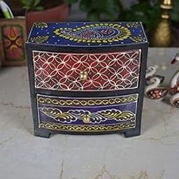 Vintage Gulley Wooden Hand Carved Multi-Utility Chest Drawers & Jewellery Box for Women (2 Drawers)-image-23