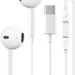 Original USB C Headphones Wired Type-C Earbuds Only for iPhone 15/15 Plus/ 15 Pro/ 15 Pro Max Wired Earphones Noise Isolation Deep Bass Stereo Sound Headset with Mic Headphones for iPad1,-29