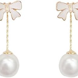 Earrings For Women Statement Bow Shaped Stud Pearl Hanging Back Drop Earrings For Women and Girls-image-30