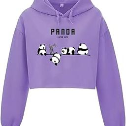 NinfinWomen and Girls Crop Hoodie,PandaSuper cat Lavander Styles Woman Anime cropFor Winters-image-66