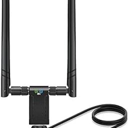 CRYSTALO PRO 1200Mbps Long Range USB WiFi Adapter for PC Desktop Laptop of Windows 11/10/8.1/8/7, USB Wireless Adapter Dual B& 2.4GHz 300Mbps + 5GHz 867Mbps, 2X 5dBi High Gain Antennas, USB 3.0 Cradle-2