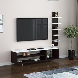 Anikaa Tessa Engineered Wooden TV Unit/TV Stand/Floor Standing TV Unit/TV Cabinet (Wenge/White) (Ideal for Upto 55")-image-14