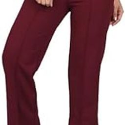 Womens Straight Fit Trousers with Front Zip and Button Closure Office Wear Pants-image-76