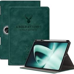 Robustrion Cover for OnePlus Pad Cover with Pencil Holder, Deer Patten Flip Case Cover for OnePlus Pad 11.61 inch 2023, Support Auto Sleep Wake - Dark Green-13