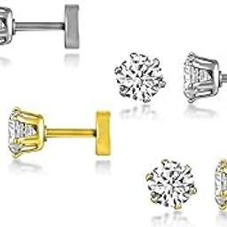 Silver And Gold 316L Stainless Steel Earrings for Men and Boys | Fashion Non Piercing Earrings for Men-image-8
