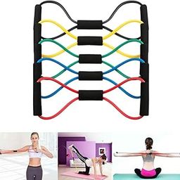 kriya Chest Expander Resistance 8 Type Muscle Chest Expander Rope Rubber Stretching Rope Resistance Band Exercise Tube for Men and Women-image-91
