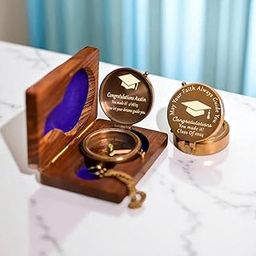 Personalized Brass Antique Pocket Compass Chain with Personalized Wood Box Brass Nautical Birthday Gift for Your lovedones-image-94