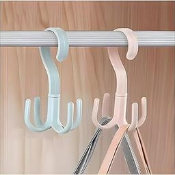 JIALTO 6 PCS Multi-Function 360 Degree Rotatable 4 Claw Hook Closet Hanging Organizer Hangers with 4 Claws (Multicolor)-26