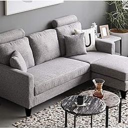 FURNY Alie 4 Seater Fabric Interchangeable L Shape Sofa Set (Light Grey)-image-30