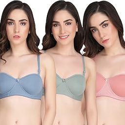 Women Half Cup Padded Bra - Made of Pure Cotton Full Coverage Non Wired Seamless Pushup Soft Cup for T-Shirt Saree Dress and for Everyday-image-68