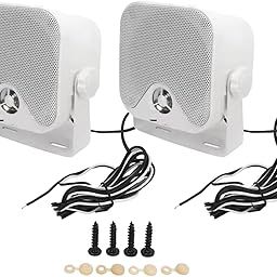 Ubervia® 2 Pieces Boat Marine Speakers White 4.3inch for Motorcycles Indoor Home-19