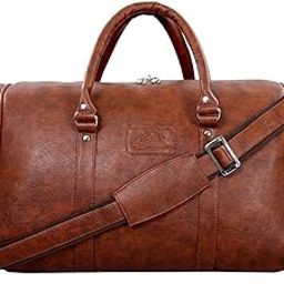 55 L Vegan Leather Weekender Travel Duffle Luggage Bag with Detachable Shoulder Strap for Men & Women - Tan-image-80