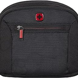 WENGER Waist Pack with Designated Antibacterial Mask Pocket, Multi-Pocket Lumbar Pack for Essentials, Two Zippered compartments in Black-Blend of Style & Function, Swiss Designed (611875)-50