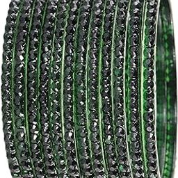 Stylish Glass Bangles Set For Women & Girls with Beautiful Crystal Beads Work | Designer Kanch ki Chudi | Fancy Girls' Bangles | Women's Bangles For Wedding, Party, Occasion, Daily-Set of 12-image-95