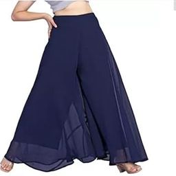 Vyom Emporio Women's Georgette Full Flared Palazzo Pants ||Ethnic Or Casual Wear-image-68
