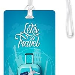 Sonsky Let's Go Trave Theme PVC Card Tag with Silicon Band | Luggage Tag for Identification for Bag |Multicolor ( Pack of 3 )-25