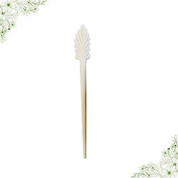 Add a Touch of Elegance to Your Hairstyle with Maple Leaf Design Marble Long Hair Stick for Women (White)-image-99