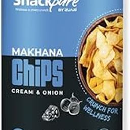 SNACKPURE Makhana chips Cream & Onion | No Palm Oil | Gluten Free | Healthy Chips | No Preservatives | 140g-image-95