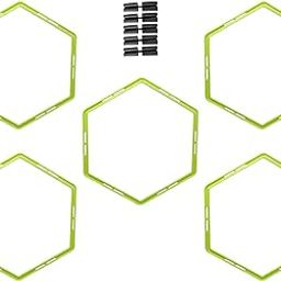Enakshi (LABEL) Creations 5 Pieces Hex Agility Rings Multipurpose Exercise Rings for Kids Adults Rugby Green-87