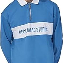 Mens Printed Polo Neck Half Zip Full Sleeve Denim Blue Cotton Sweatshirt-image-50