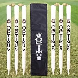 Cricket Wooden Stumps Wickets Full Size (Eucalyptus Heavy Wood) Set of 6 with 4 Bails with Tetron Cover - Cream-image-25